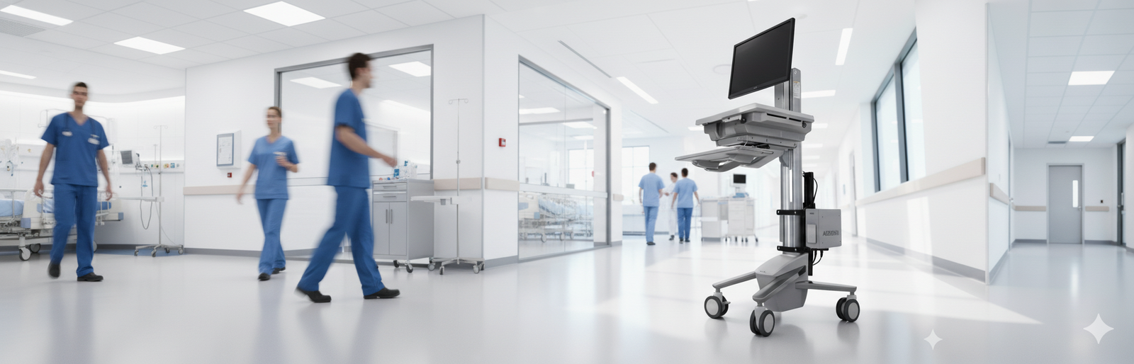 ADDBOX utilisé dans un couloir d'hôpital